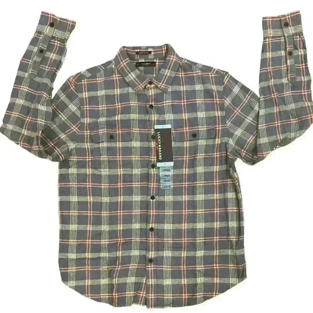 Lucky Brand HUMBOLDT PLAID WORKWEAR Button Down Long Sleeve Shirt Size Large NWT